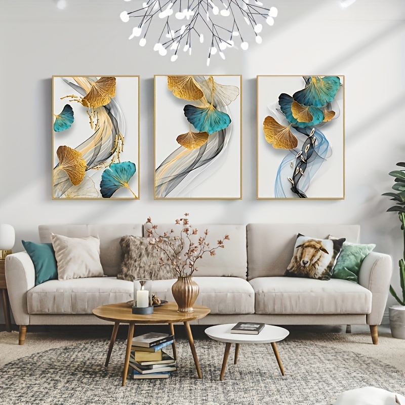 Abstract Canvas Print Posters Ginkgo Leaf Golden Fish Canvas - Temu