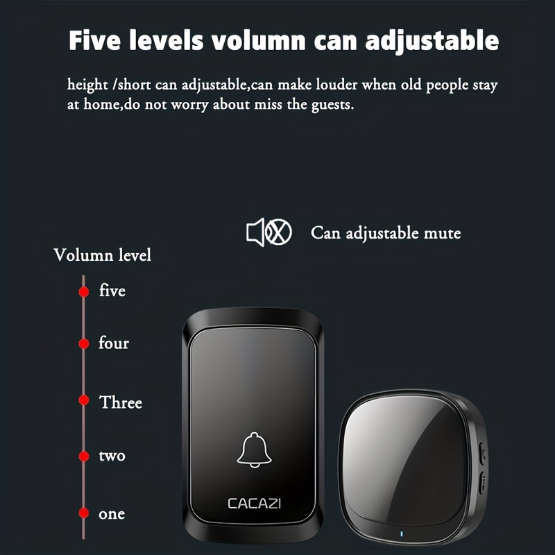 Home Wireless Mini Doorbell, 1000 Foot Long Distance Doorbell Assembly With  5-level Function, Led Flash And Cd Sound, High Volume 60 Ringtones, 5-level  Volume 1 Waterproof Button+1 Usb Ringer - Temu