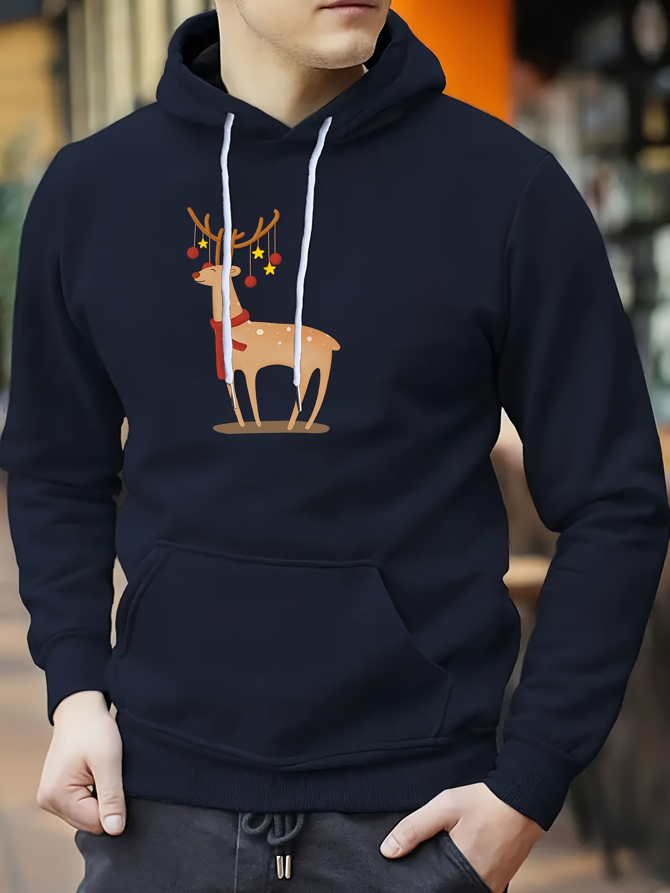 Christmas Deer Print Hoodie Cool Hoodies Men Men's Casual Temu Ireland