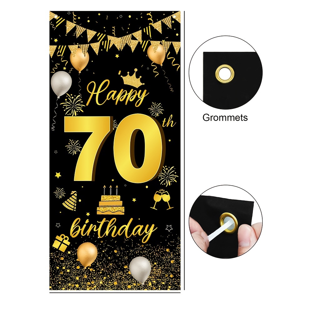 70Th Birthday Decorations Men Women - Black Gold Happy 70 Birthday