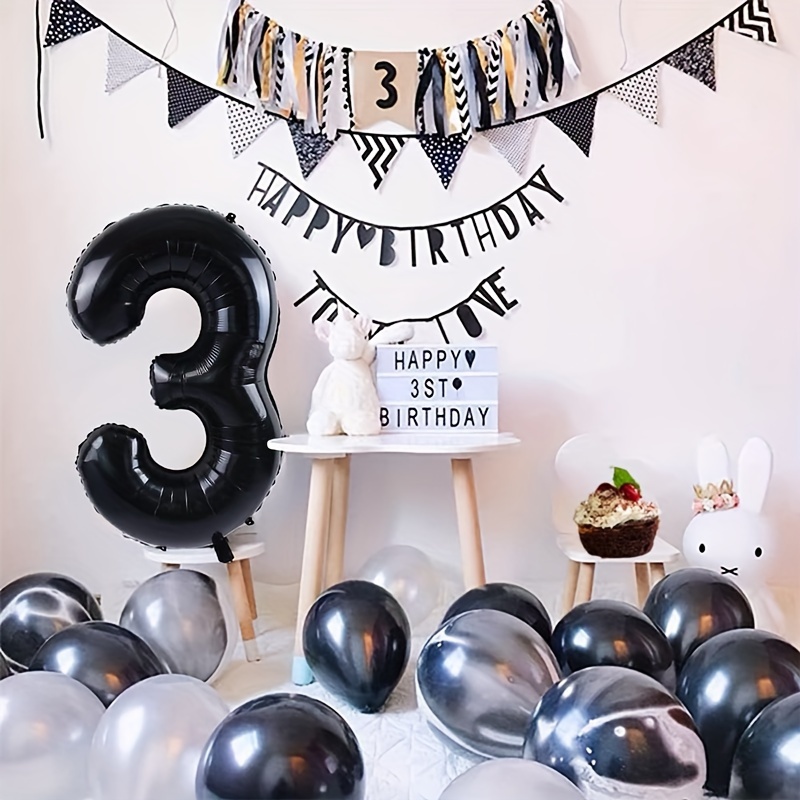 1pc, Palloncino Per Festa Di Compleanno A Forma Di Numero Nero Da 16  Pollici, 0123456789 Palloncino