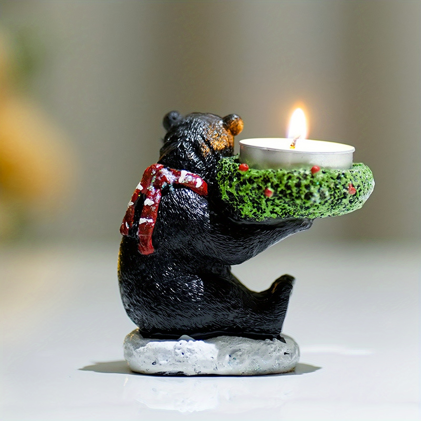 Black Bear Candlestick Ornament Resin Vintage Candle Cup - Temu