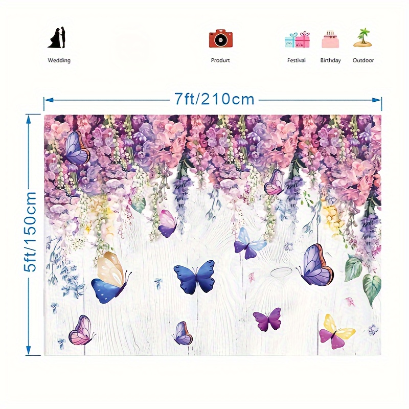 1pc Lila Blume Schmetterling Foto Hintergrund 7x5 Ft Wald - Temu