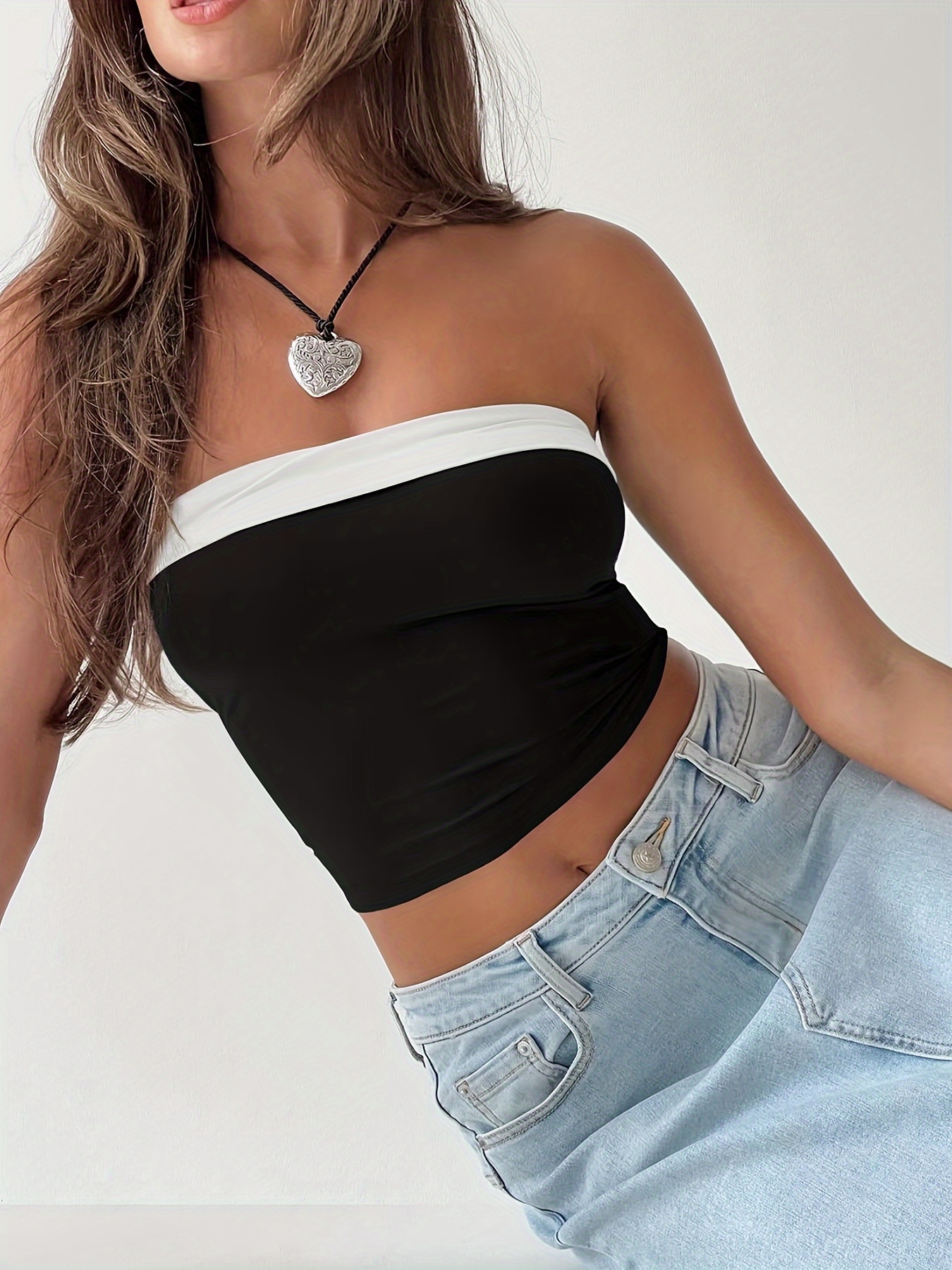 Black Crop Tube Top, Cropped Tube Top, Crop Tops for Women