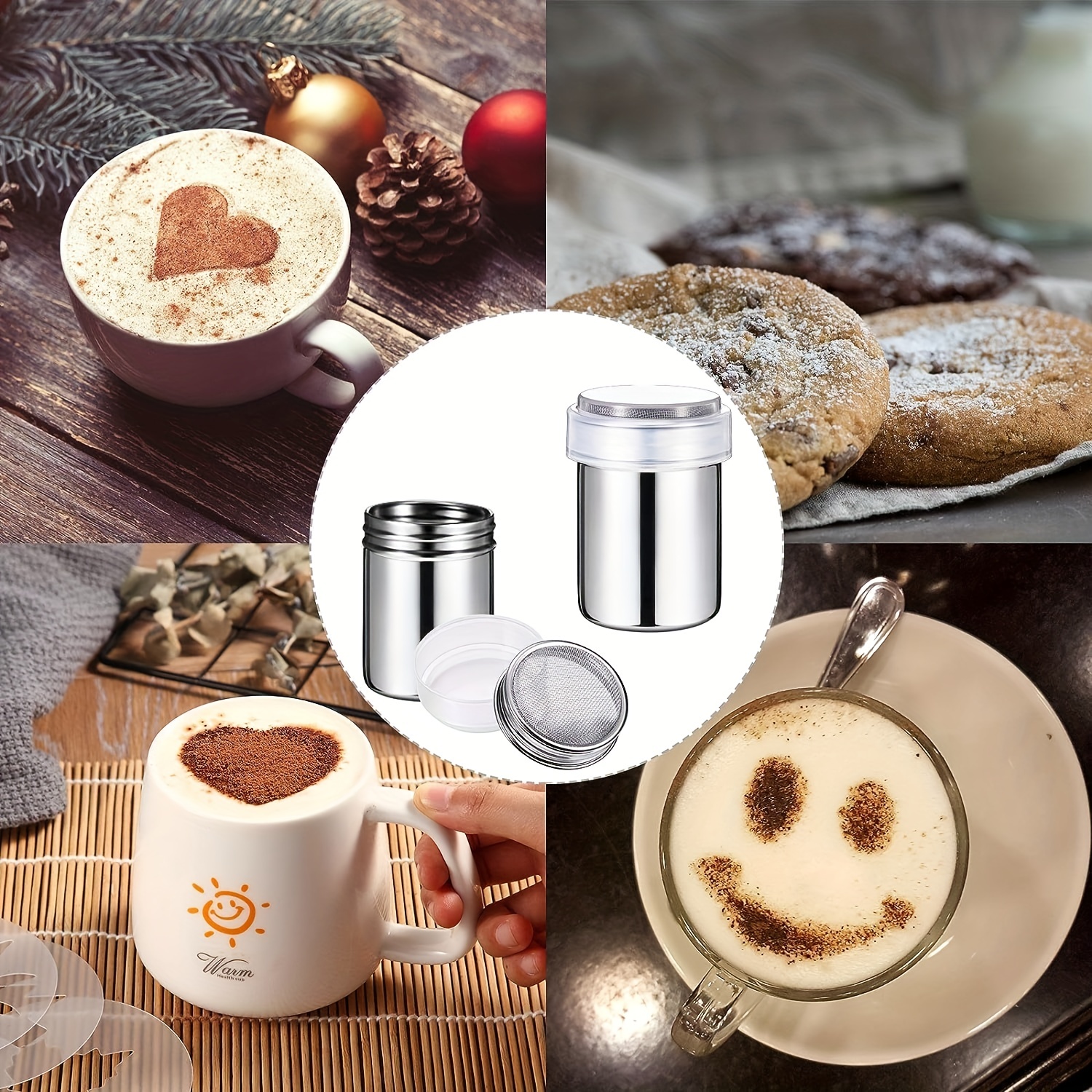 Stainless Steel Chocolate Sugar Shaker Coffee Dusters Cocoa Powder