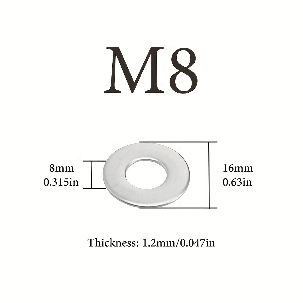 100 Stück 304 Edelstahl unterlegscheiben M8 M10 M12 - Temu Austria