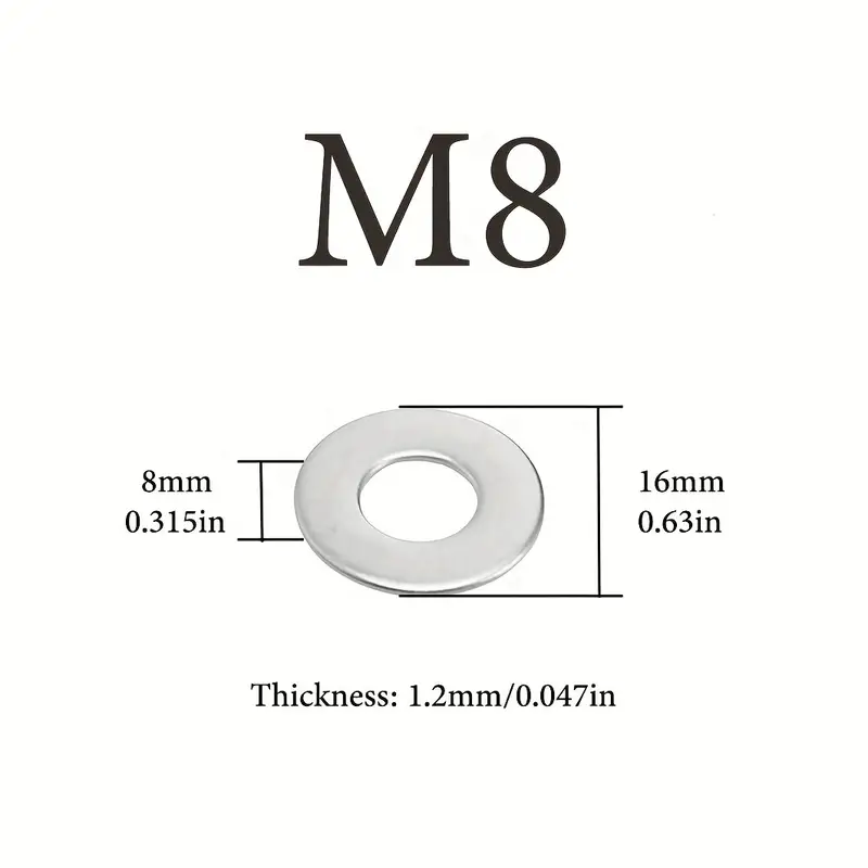 100 Stück 304 Edelstahl unterlegscheiben M8 M10 M12 - Temu Austria