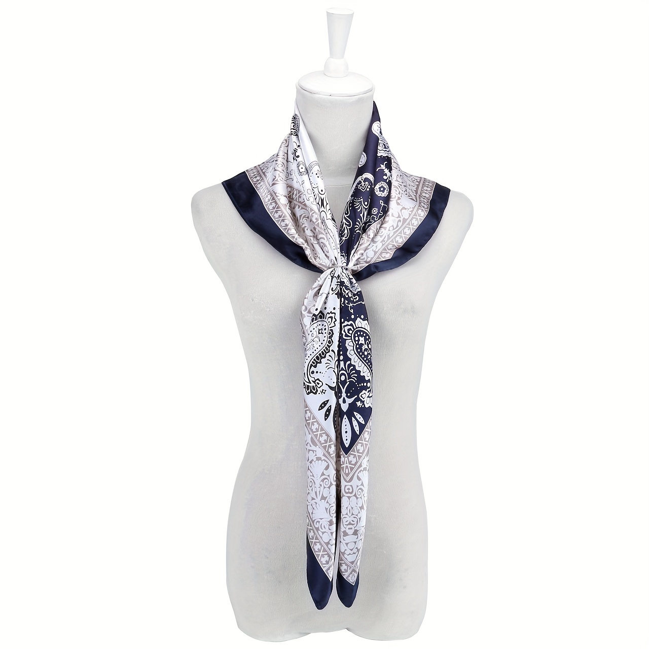 Boho Square Scarf Classic Block Silk Shawl Neckerchief Bandana