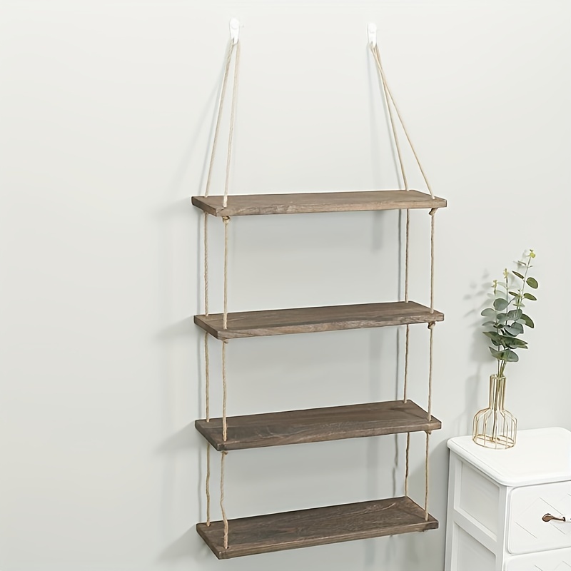 Hemp Rope Storage Rack Retro Style Carbonized Solid Wood - Temu Austria