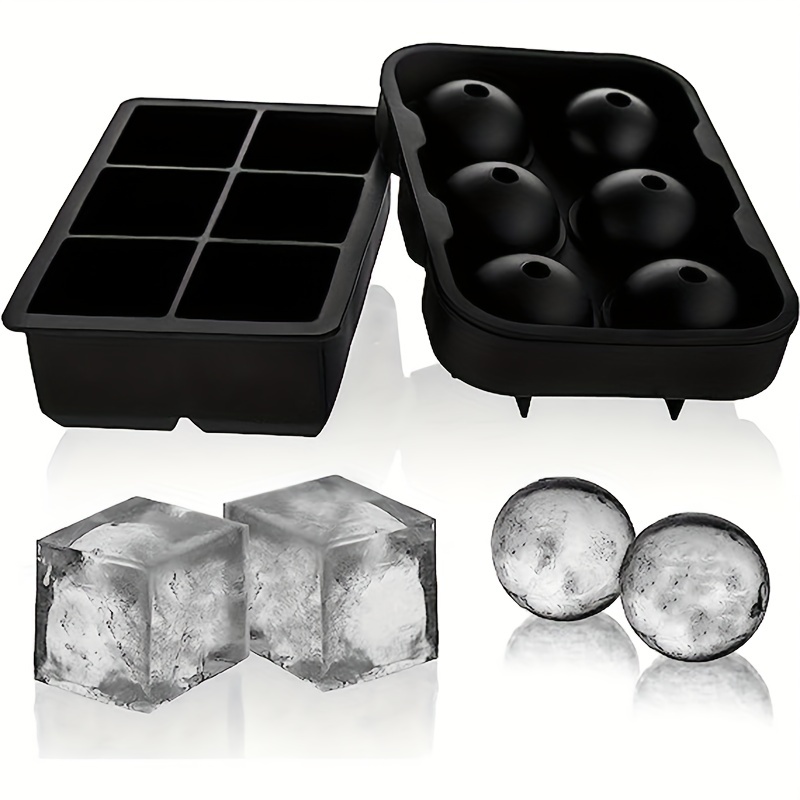 2 Large Cube Silicone Ice Tray Giant 2 Block Cube Grids 8 Mold