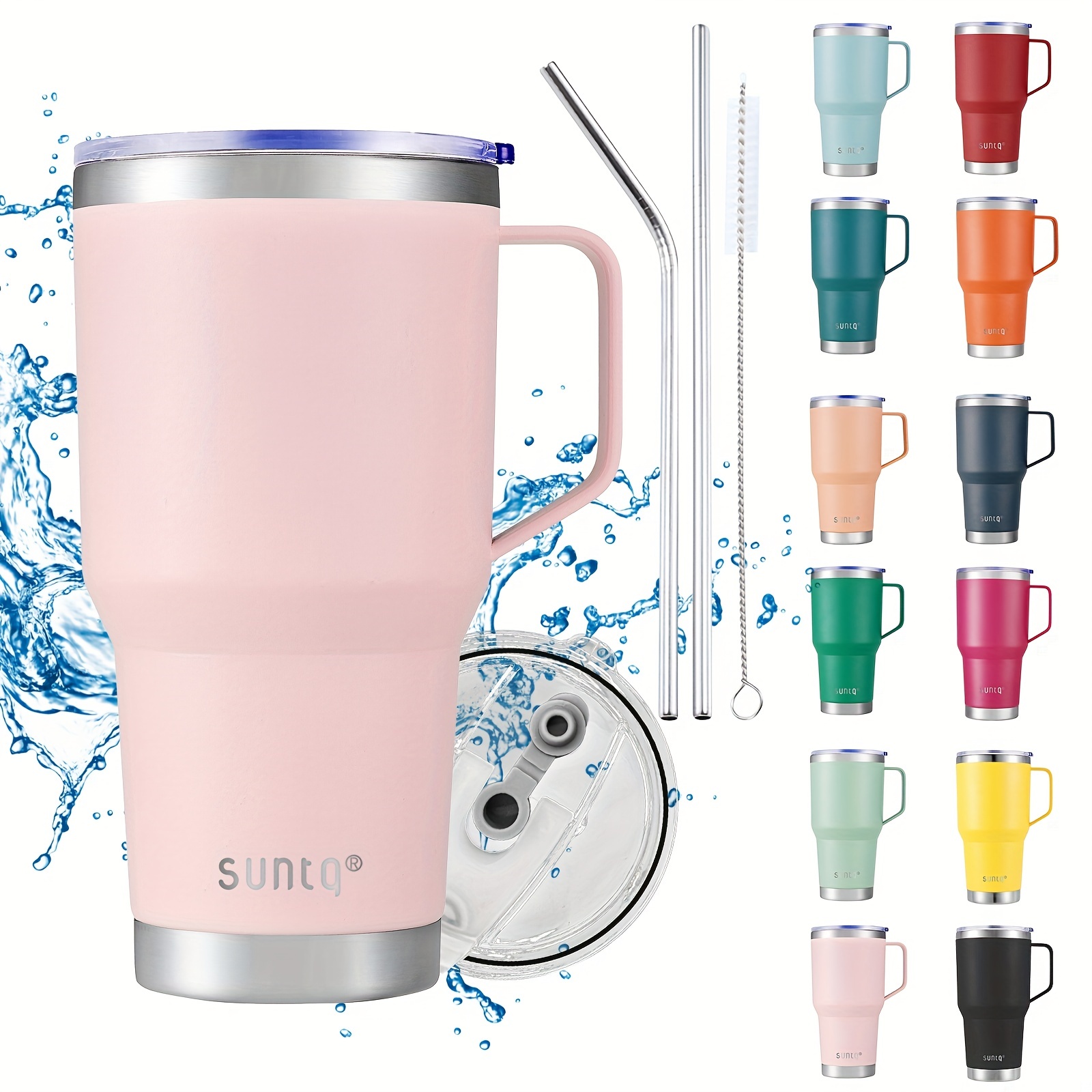 30z Stainless Steel Coffee Mug With Handle, Double Wall Vacuum Insulated Mug,  With Spill-proof Lid, For Traveling - Temu