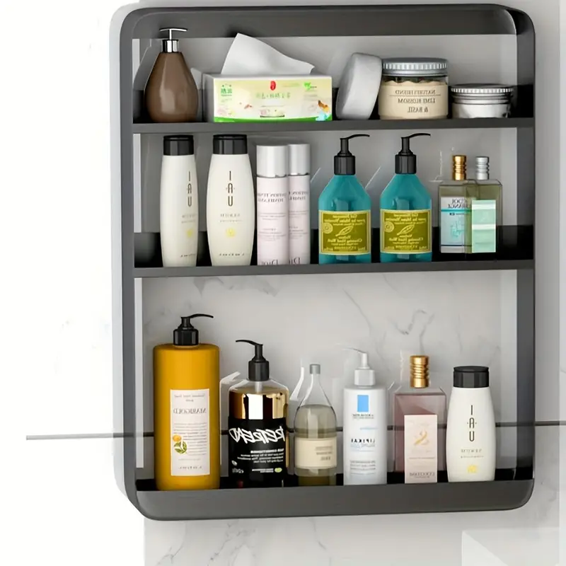 Bathroom Wall Rack, Bathroom Wash Table Cosmetics Toiletries Storage  Organizer, Wall-mounted Free Punching Storage Shelf - Temu