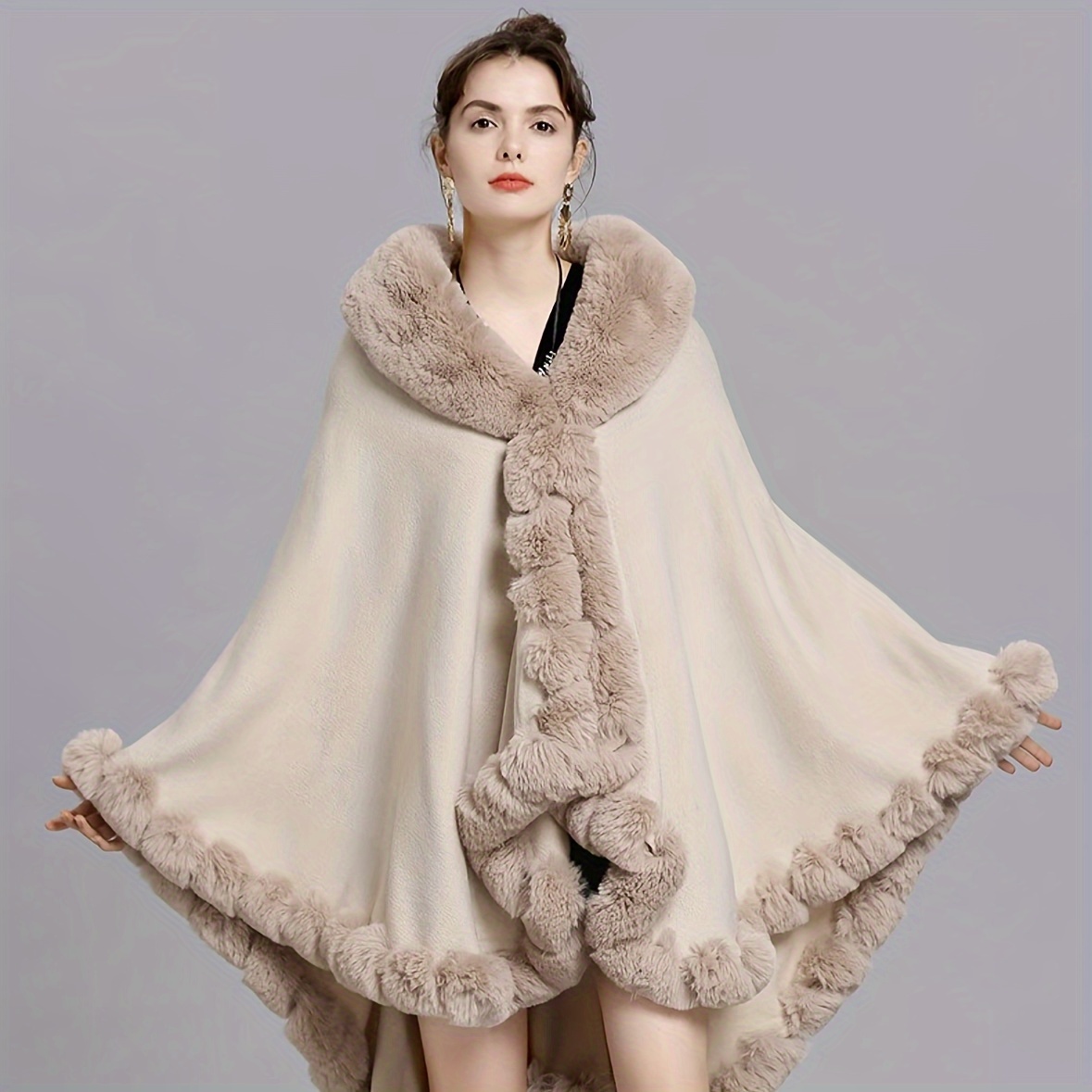 Cappotto Scialle In Pelliccia Sintetica Oversize Elegante - Temu Italy