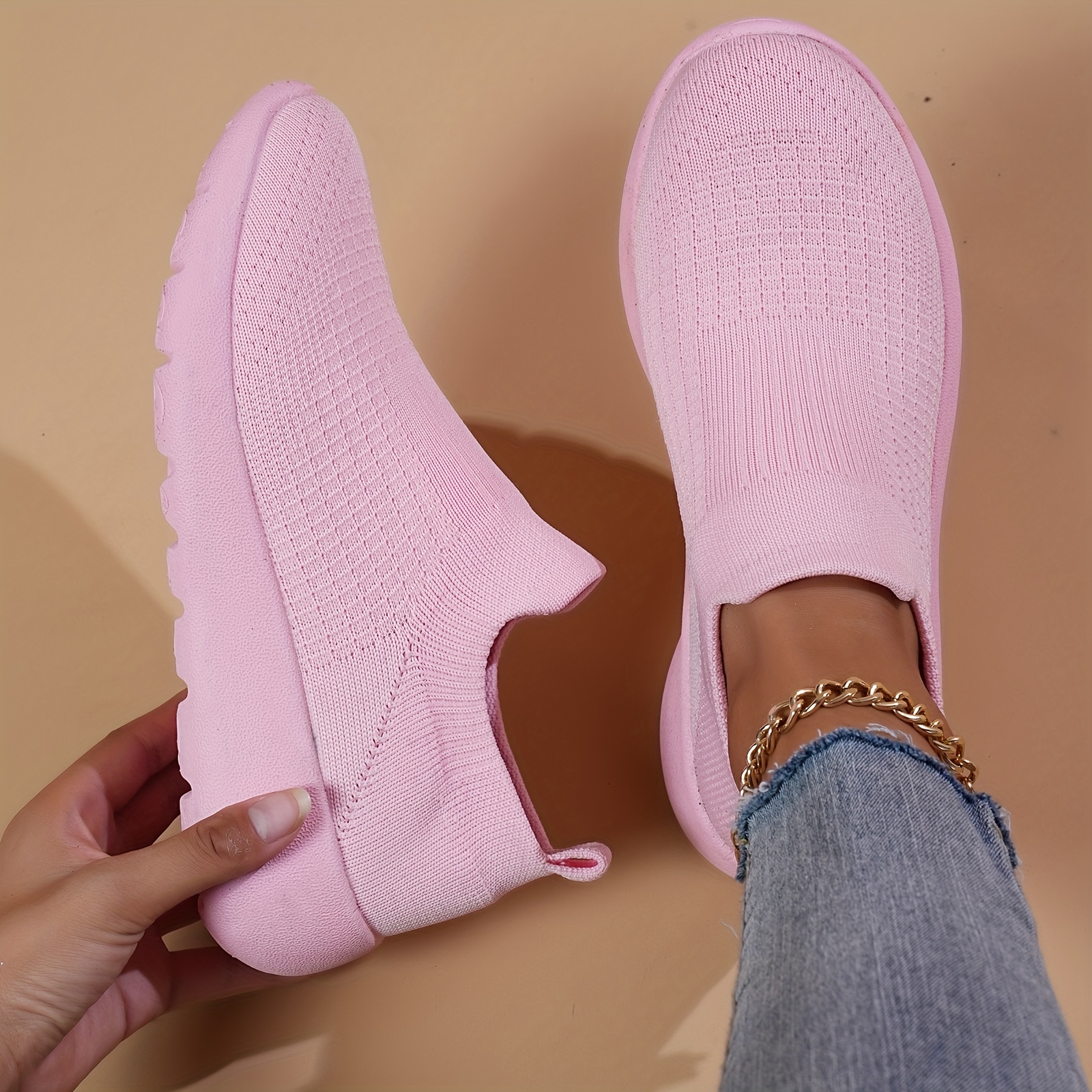 Seasonal Elastic Mesh Walking Shoes For Couples, Breathable Slip-on Mesh Shoes, Height-increasing Sports Casual Shoes., Women Shoes, Sneakers