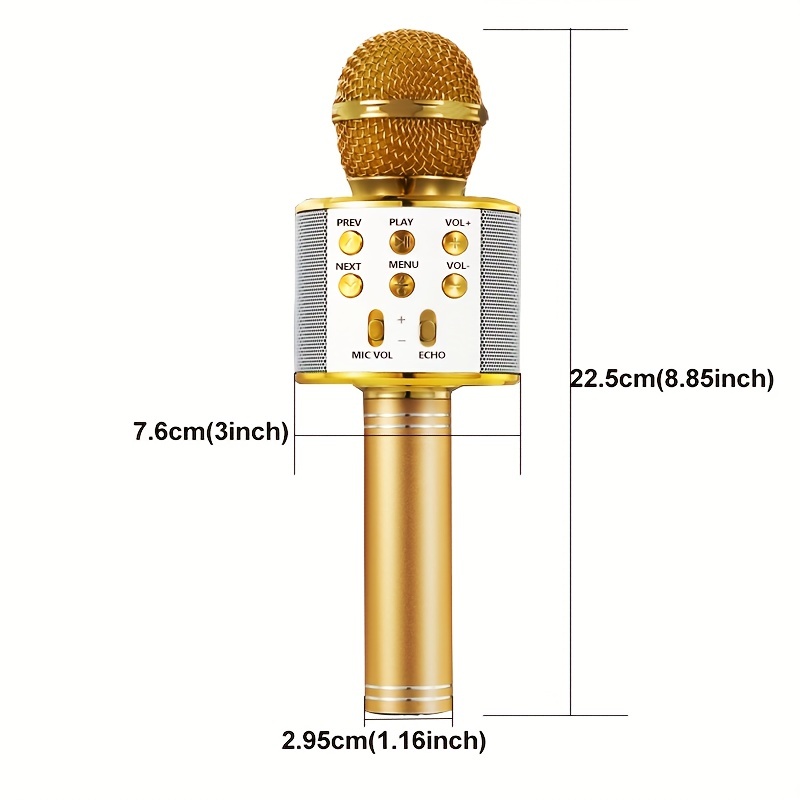 Microfono Karaoke Parlante Bluetooth Inalambrico Portatil Color Rosado  Dorado