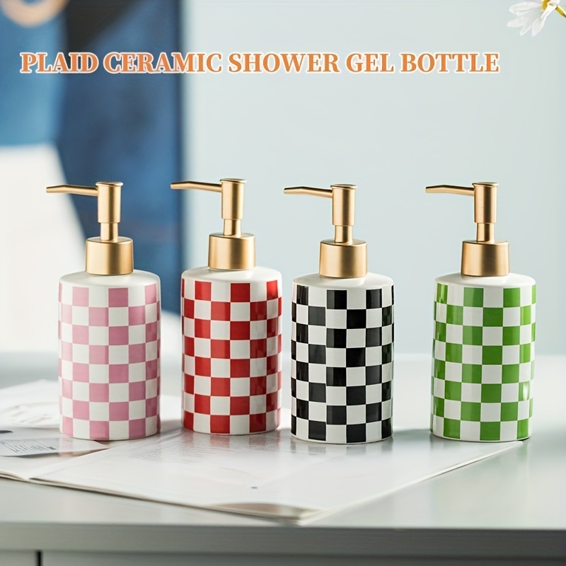 

1pc Stylish Ceramic Soap Dispenser With Hand Pump - 10.55oz Bottles For Bathroom And Kitchen - Easy To Use And Convenient For Hand Wash