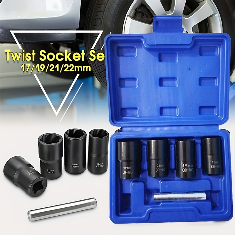 Twist Socket Set Lug Nut Remover Extractor Tool 1/2