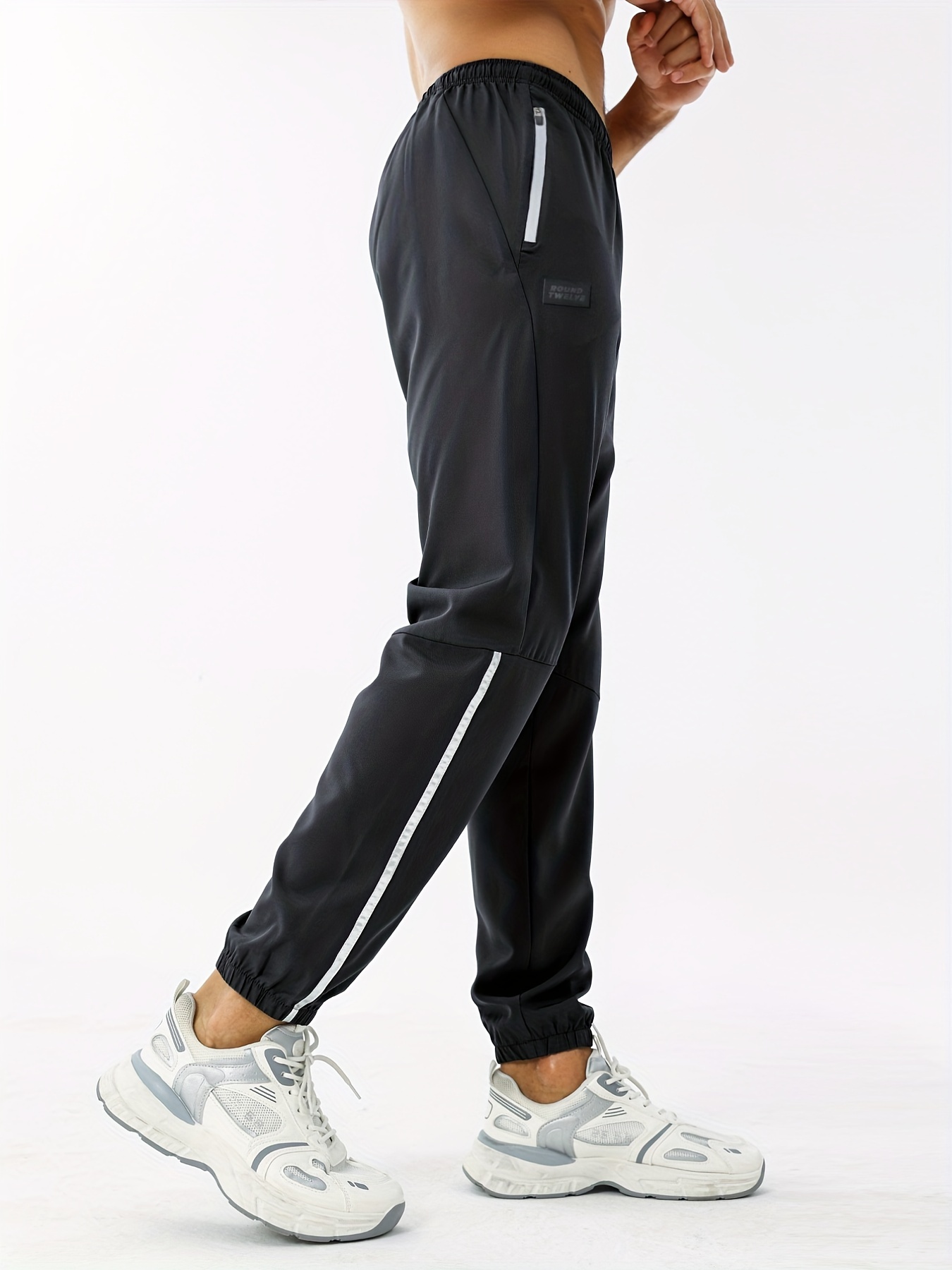 Summer Quick-dry, Baggy Sweatpants for Men. Gents Sportswear, Jogger Pants  with Zip Pockets - M / Style A Grey