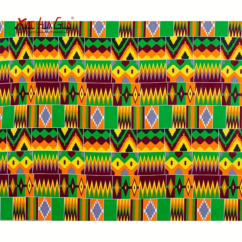  Telas africanas de The Yard - Tela Kente. Múltiples  variaciones. Naranja, negro, azul, amarillo y rojo (naranja clásico) : Arte  y Manualidades
