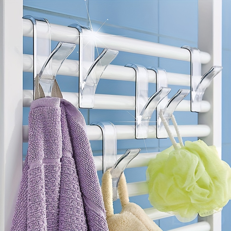 4pcs Nail Free Towel Rack Plastic Hooks for Hanging Wall Towel