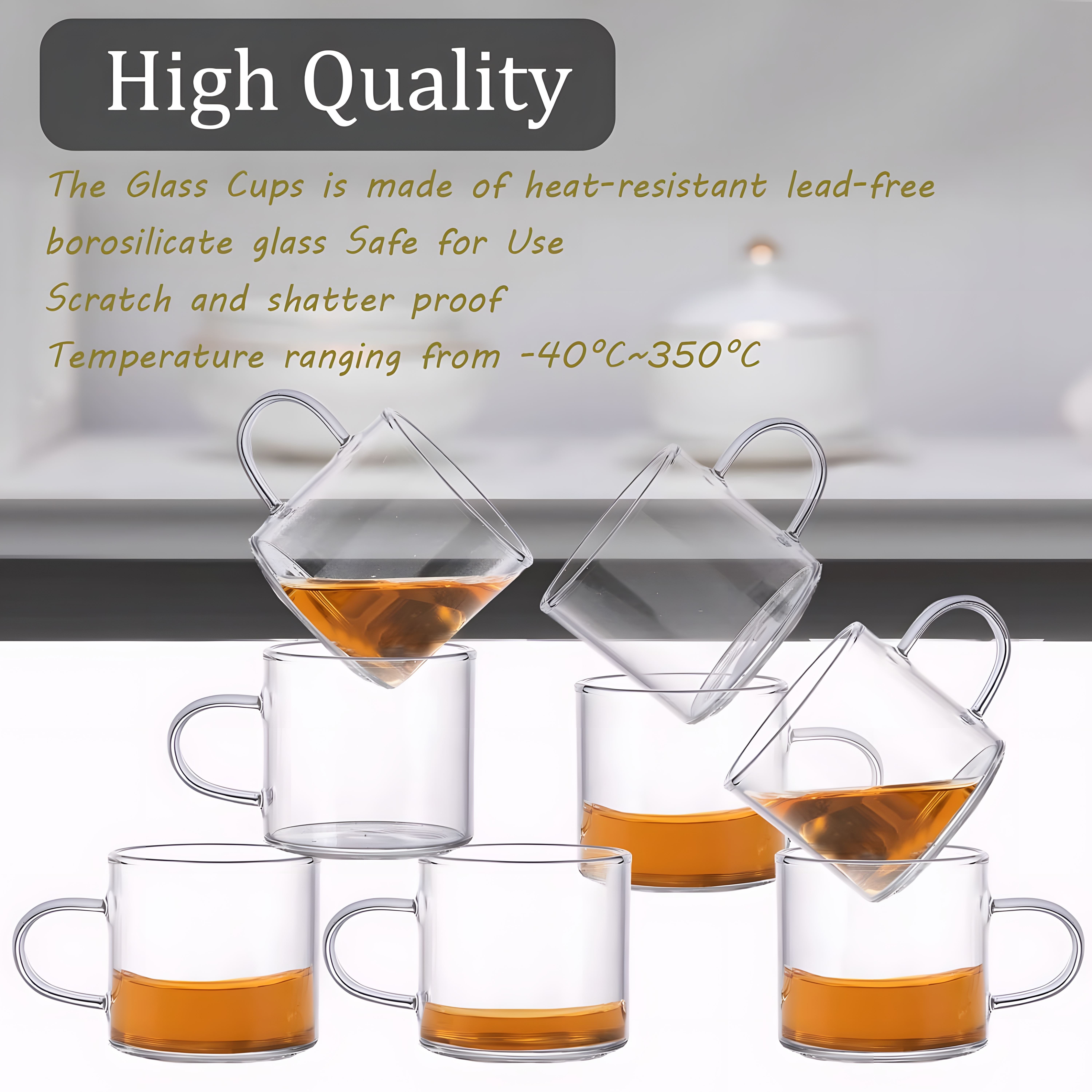 Transparent Glass Cup Coffee Heat Resistant Mug With Handle Small