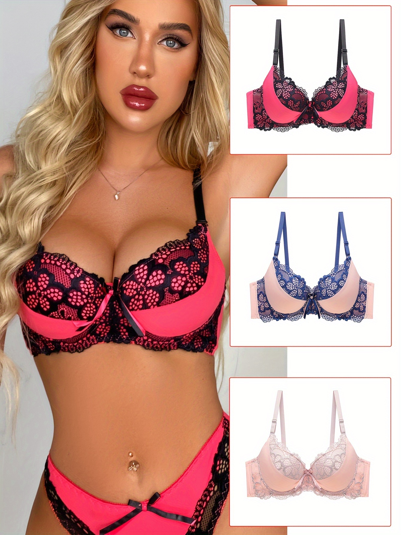 Women's Push Up Bra Full Coverage Padded Underwire - Temu Bahrain