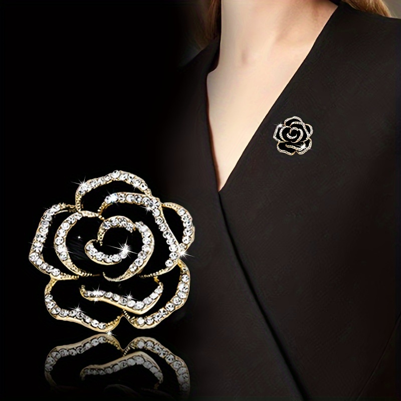 1pc Fashion Gorgeous Cubic Zirconia Flower Copper Brooch Women Suit  Accessories
