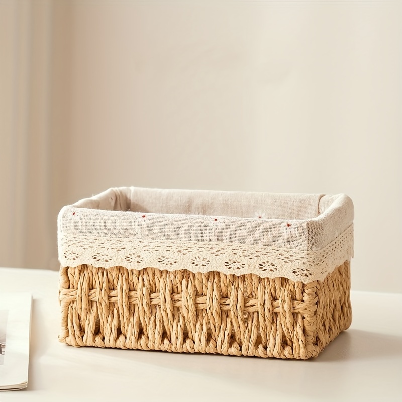 1pcs Small Basket Desktop Finishing Home Storage Bamboo Weaving