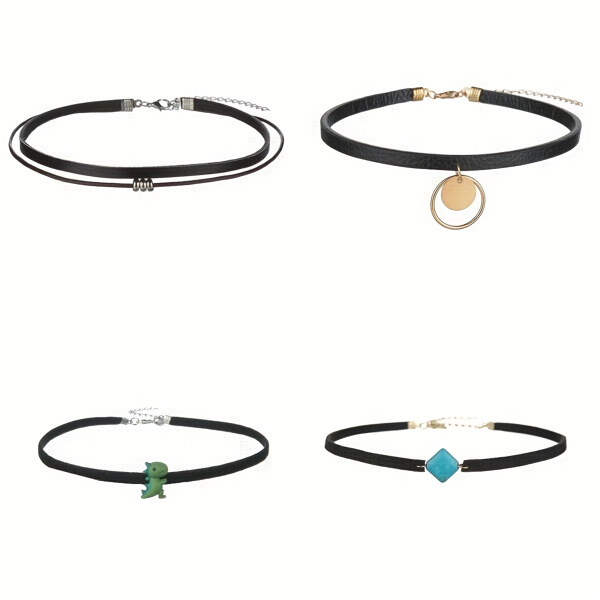 Geometric Ring & Flannel Necklace Choker Set