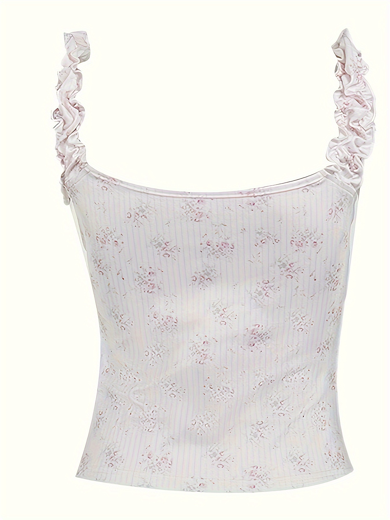 Lace Trim Floral Print Drawstring Tank Top Retro Sleeveless - Temu