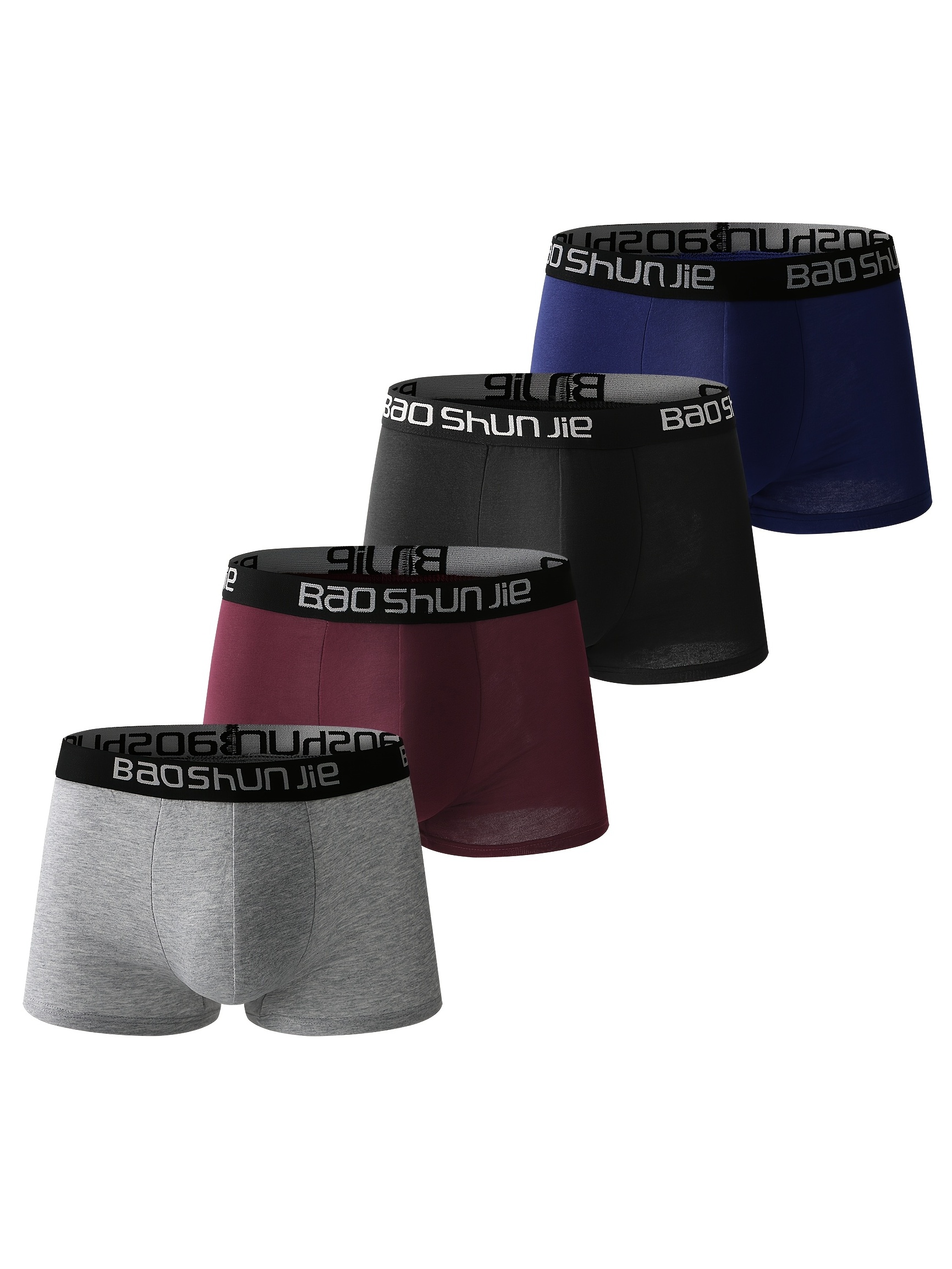 Men's Breathable Comfortable Stretch Plain Color Boxer - Temu