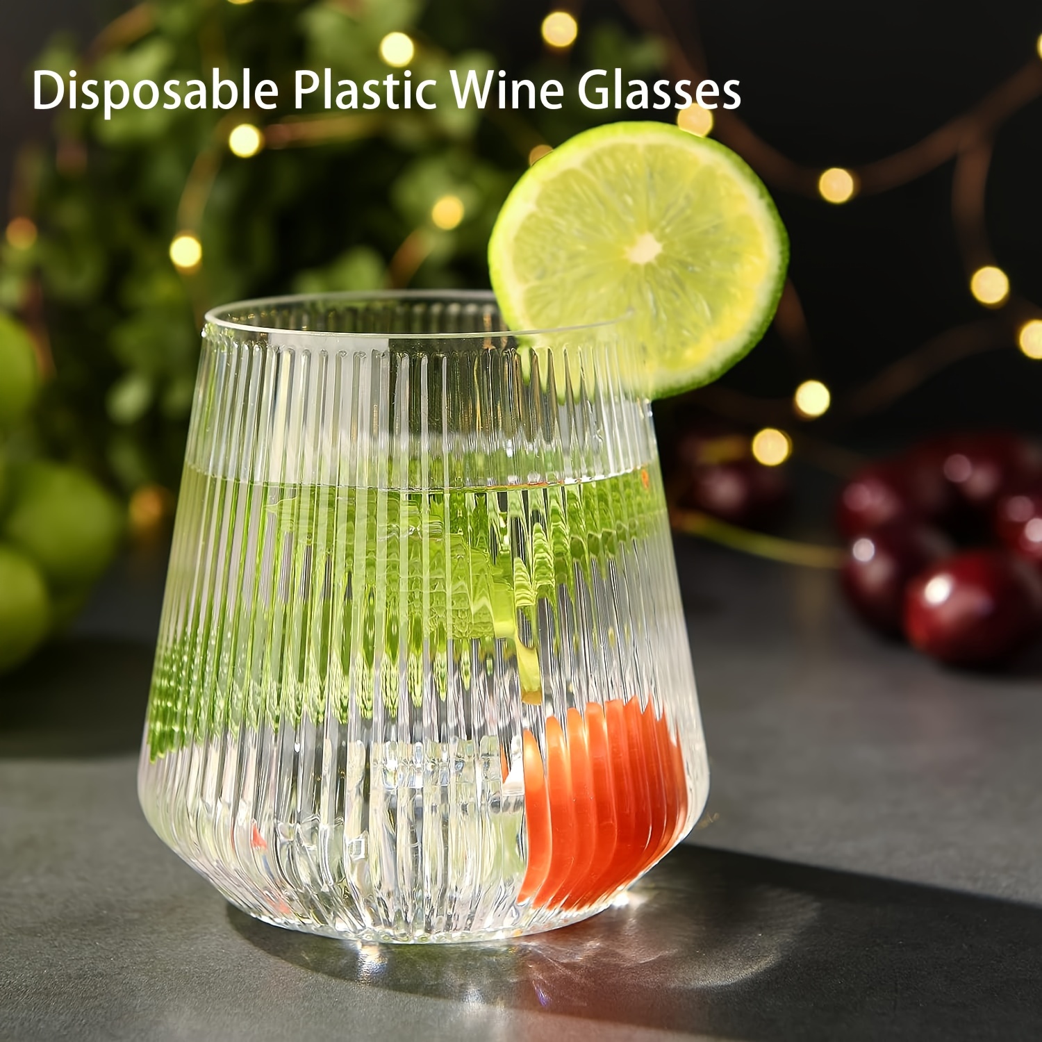 Plastic Wine Glasses ( Plastic Wine Glasses & Plastic Champagne Flutes),  Stemless Clear Disposable Cold Drink Cups, Unbreakable For Party Wedding  Birthday Christmas, Heavy Duty Drinkware - Temu