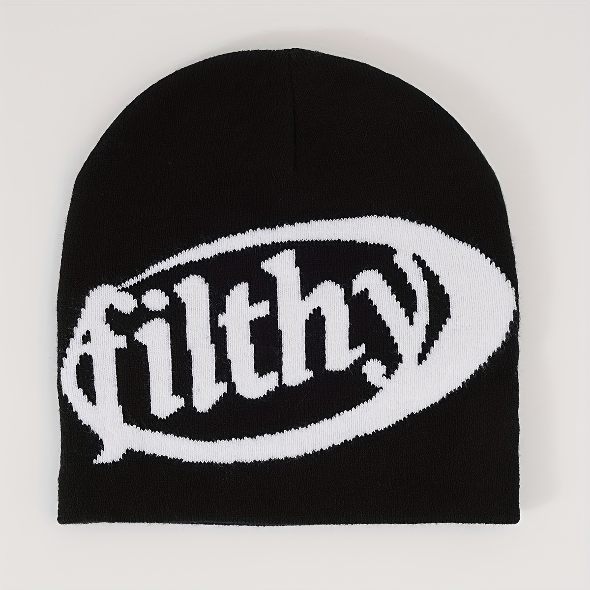 Y2K Candy Knitted Beanie Unisex Letter Jacquard Couple Skull Cap