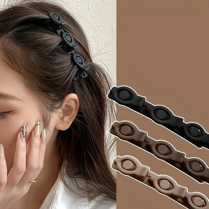 5pcs/set Matte Duckbill Clips With Three Small Clips Princess Head Braided  Hair Clips Frosted Broken Hair Side Clips
