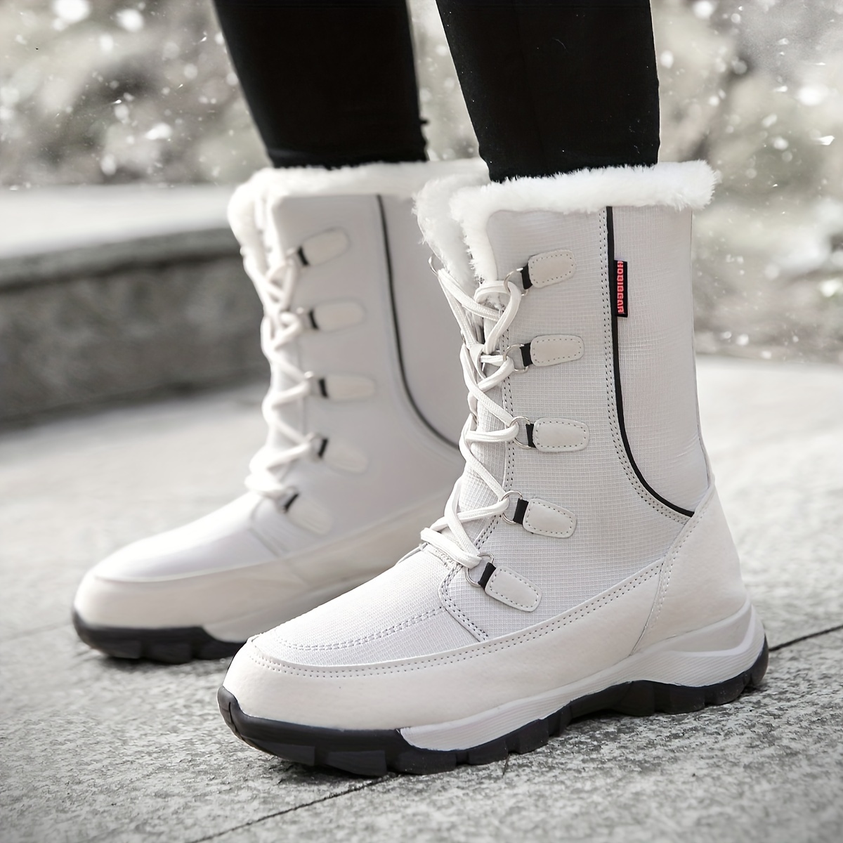 Women's Thickened Warm High Tube Winter Snow Boots, Waterproof Upper  Non-slip Sole Fashion Versatile Snow Boots