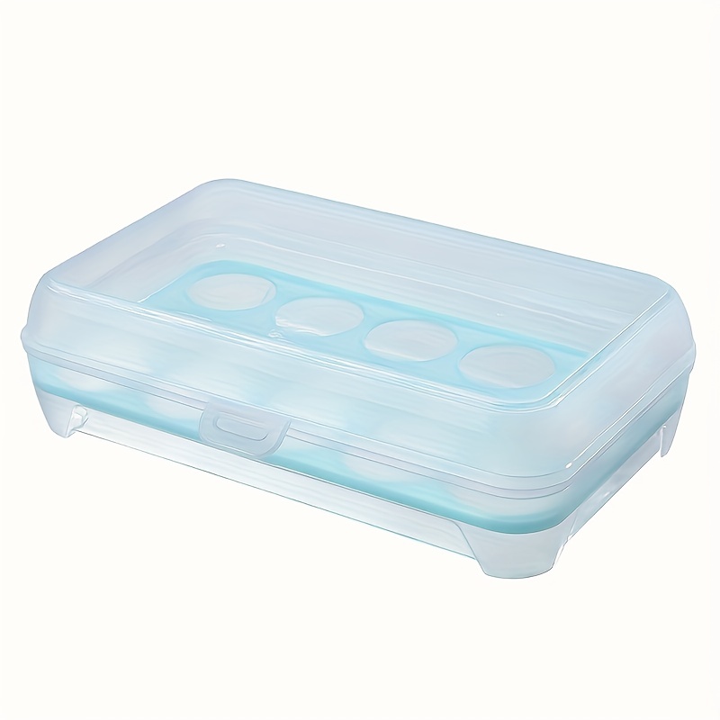 1pcs Anti-collision Home Refrigerator Fresh-keeping Egg Storage Box Kitchen  Snap-on Lid With Stackable 18-grid Egg Box In Random Colors