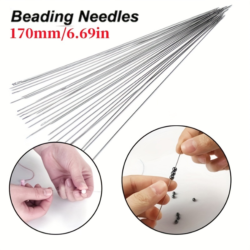 34pcs/set Beading Needles Central Opening Curved Set Needle Threader Ring  For DIY Beading Sewing Practical Convenient Jewelry Making Tool