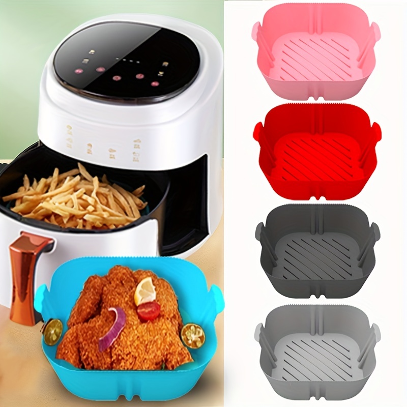  2-Pack Square Silicone Air Fryer Liners for 4-7QT, 8 Inch  Silicone Air Fryer Liners Pot, Food Safe Air Fryer Oven Accessories,  Replacement Of Parchment Paper, Reusable Air Fryer Silicone Inserts 