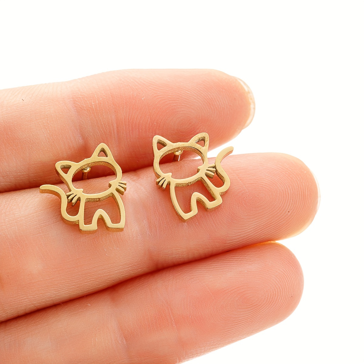 cute cat stainless steel stud earrings men students Temu Philippines