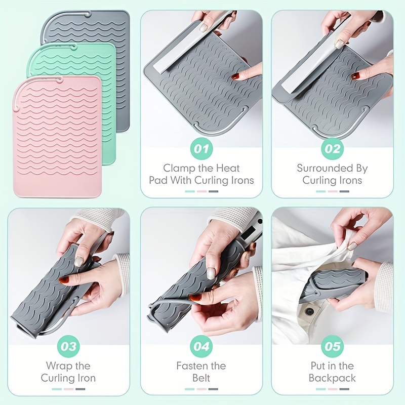 Silicone Heat Resistant Mat Pouch for Curling Iron Hair Professional  Styling Tool Anti-heat Mats for Hair Straightener Curling