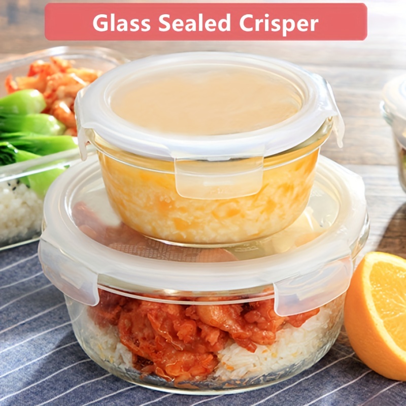Circular Glass Lunch Box, Kitchen Accessory, Kitchen Supplies, Lunch Meal  Box Set For Office Worker,glass Meal Prep Containers,glass Bento Box,  Circular Lunch Containers Airtight, Glass Food Storage Containers With Lids,  Back To