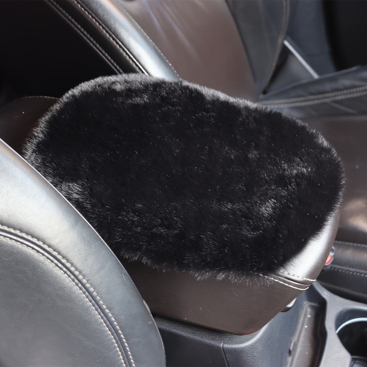Car Armrest Box Mat Winter Plush Thickened Warm Winter - Temu