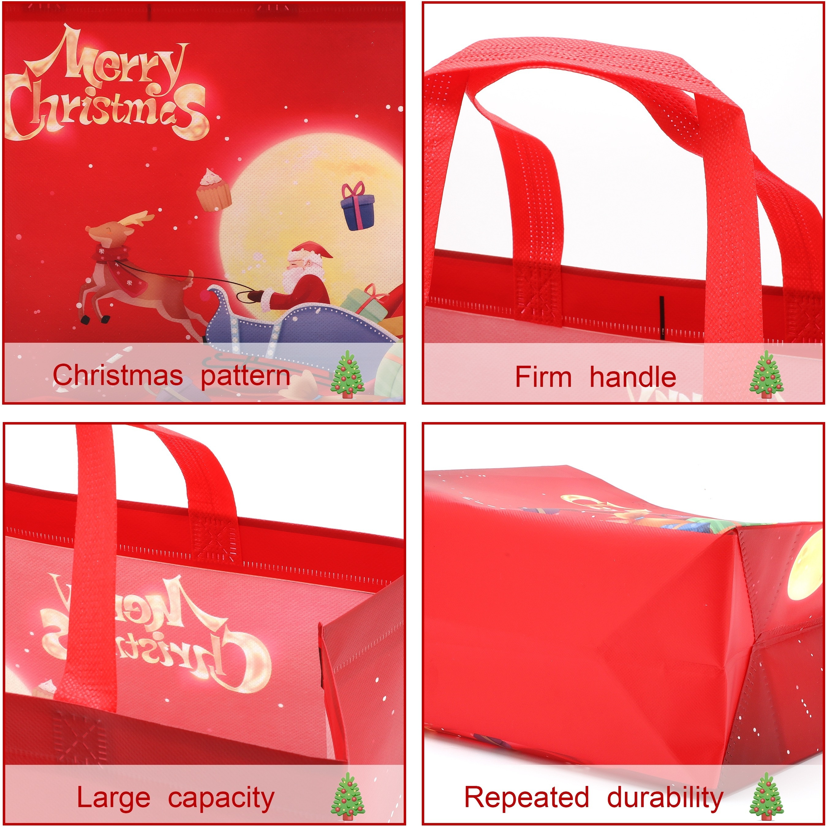 Large Christmas Tote Gift Bags Handles Reusable Non woven - Temu