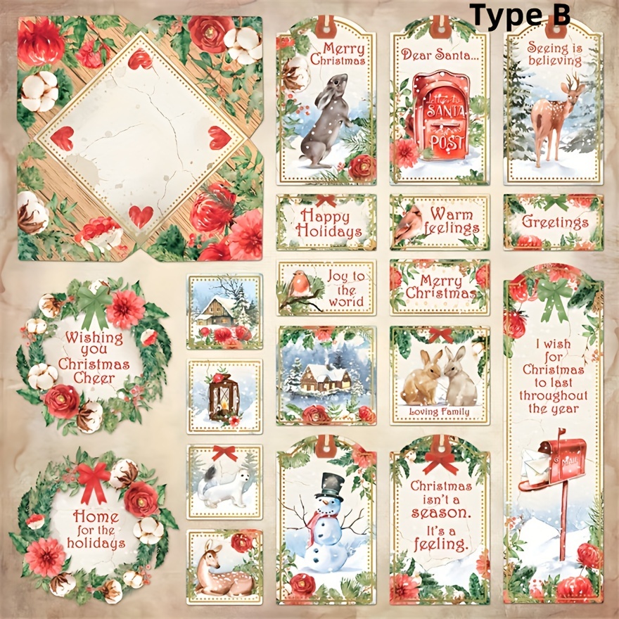 40pcs Vintage Christmas Stickers Die Cut Sticker Collection Kit for  Scrapbooking Planner/Card Making/Journaling Project