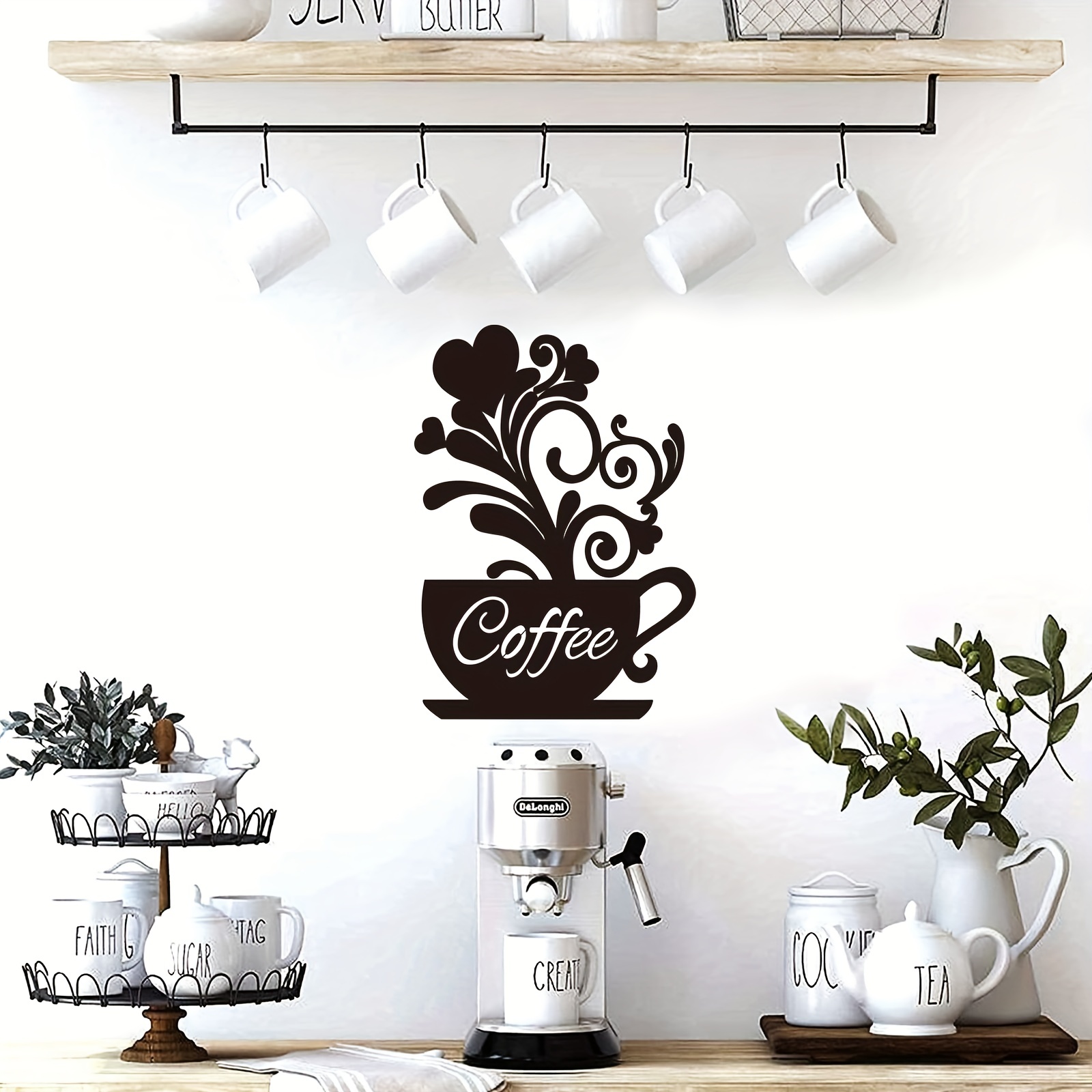 Metal Coffee Cup Silhouette Wall Decor Modern Hanging Wall - Temu