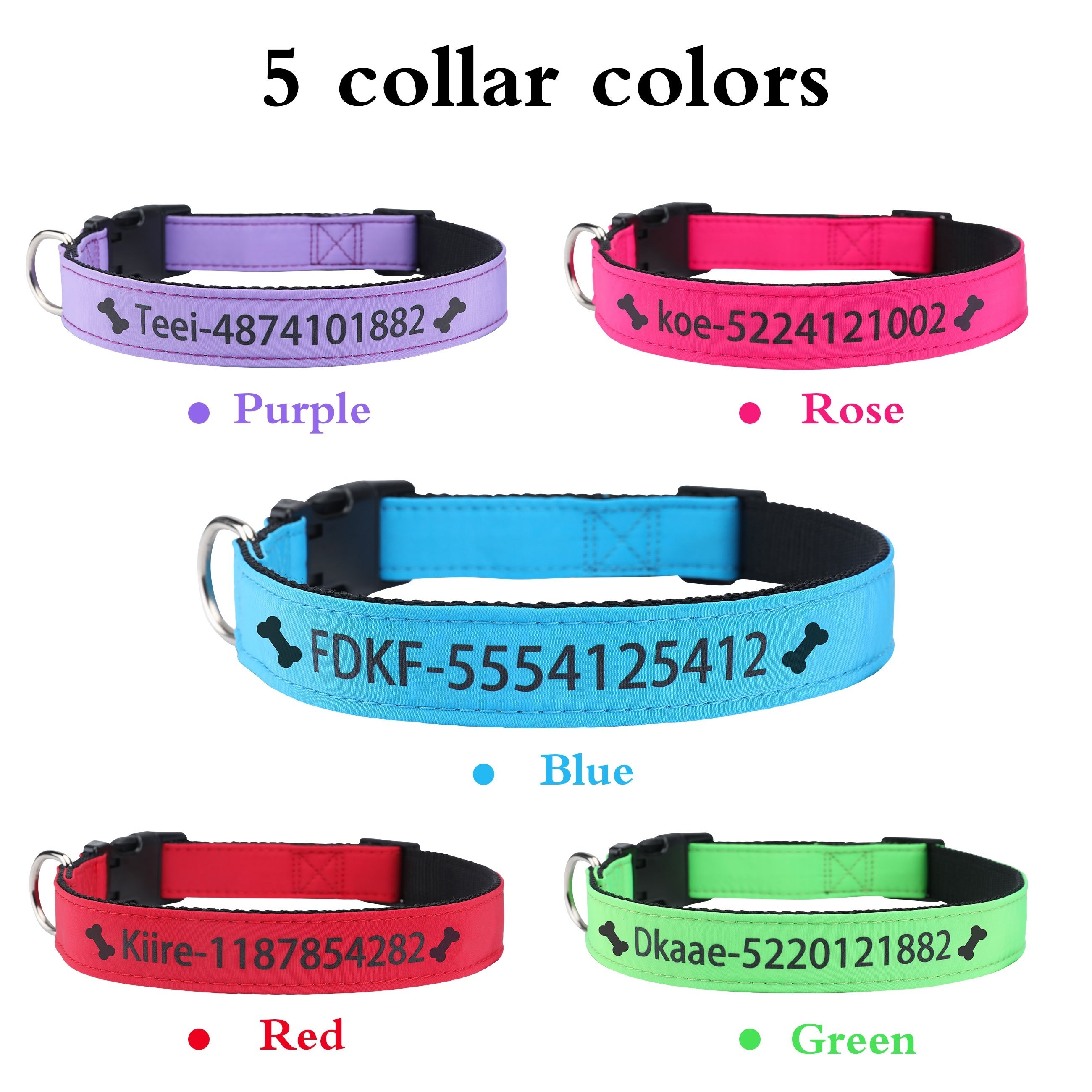 Custom Leather Dog Collars, Uv Print Two Line With Name And Phone Number,  Durable Dog Collar, 5 Color - Temu Australia