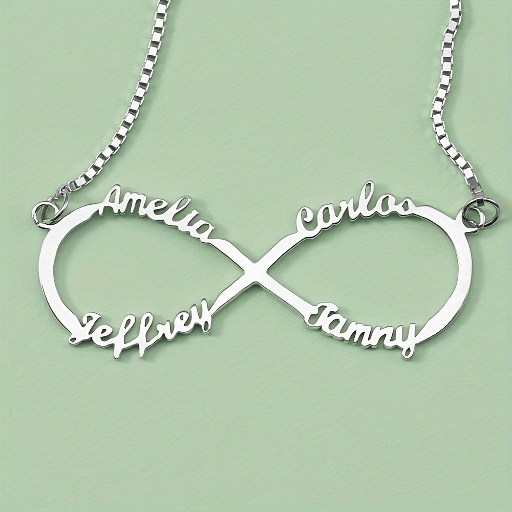 

Customized Infinite Symbol Family English Name Necklace, Supports 1-8 Names Each Name Supports 1-10 Characters Customizable Necklace Gift