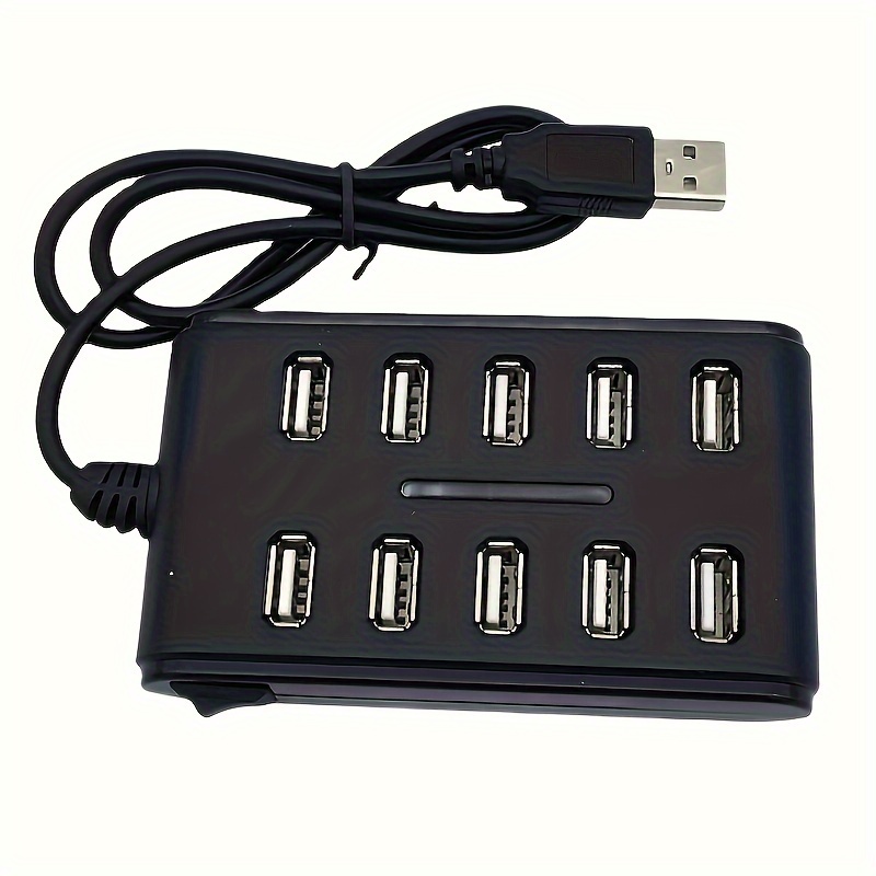 

1pc Portable General Purpose Work Home With Switch Abs Plastic Double Row Ten Port Usb