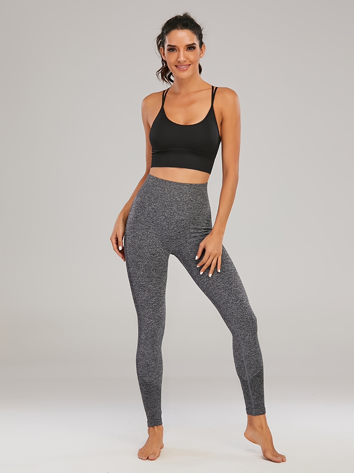 Seamless Knitted Sports Leggings - Grey