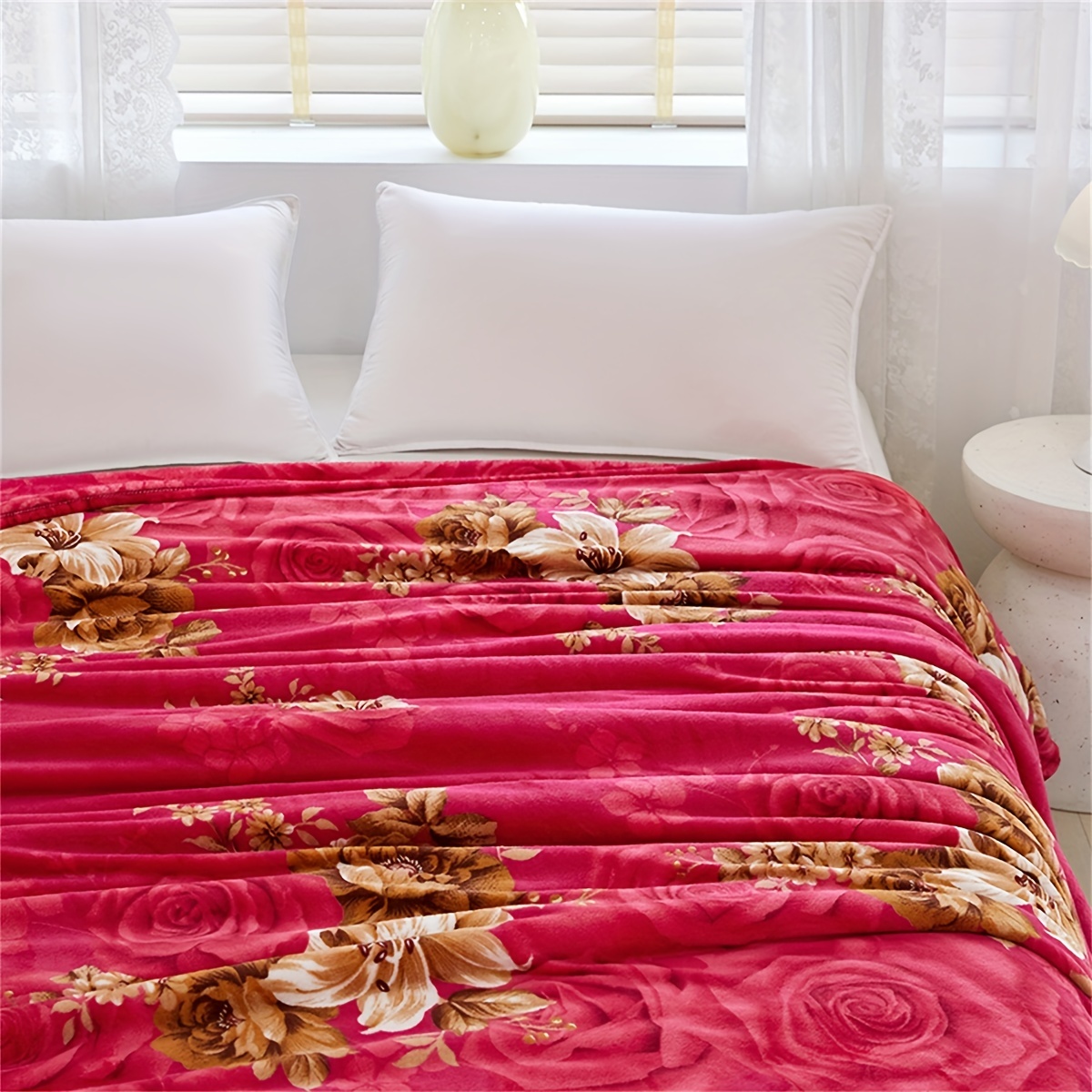 Luxury Classic Flower Print Bed Blanket Soft Warm Throw Temu